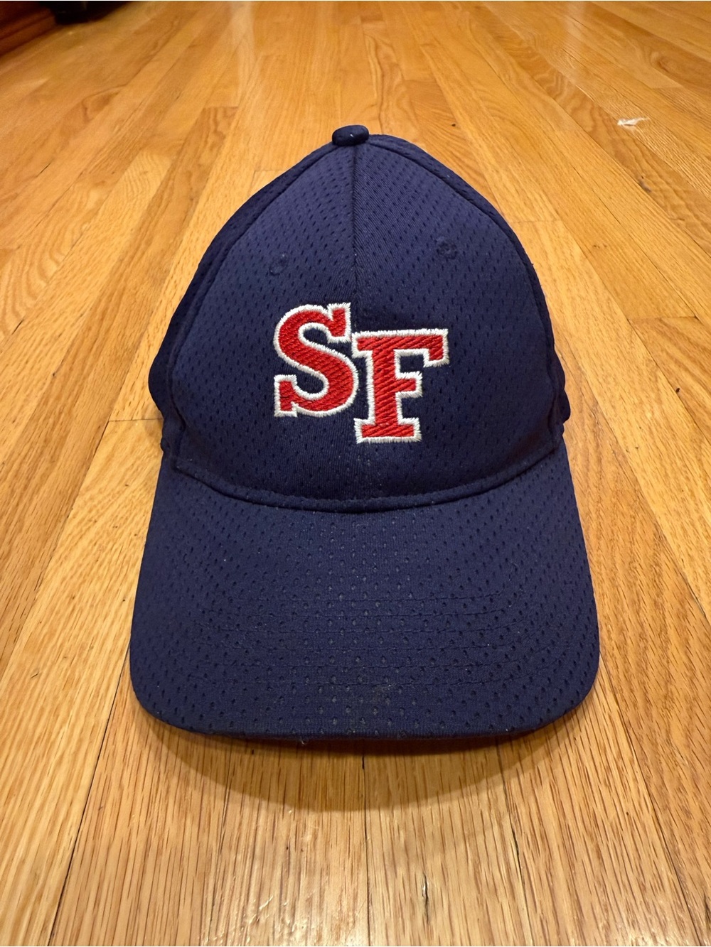 Kids Navy Blue Baseball Cap with Red SF Embroidery
